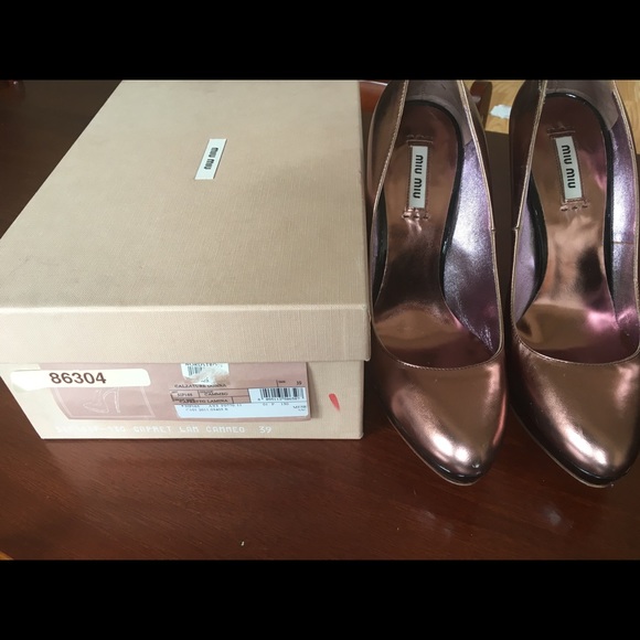 MIU MIU PRADA 💯% authentic leather rosegold heels - Picture 7 of 8